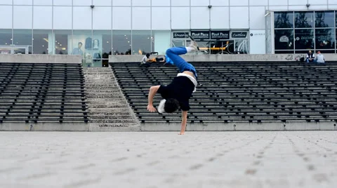 Boy dancing breakdance in Plzen in the Czech Republic. Stock-Footage 39785085