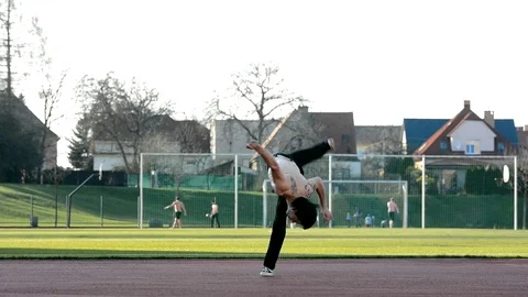 Boy dancing breakdance on the street. Stock Footage 74125011