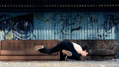 Boy dancing breakdance on the street. Stock Footage 74125019