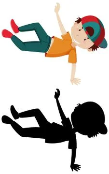 Boy dancing with its silhouette Stock Illustration