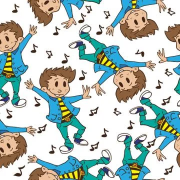 Boy dancing pattern Stock Illustration