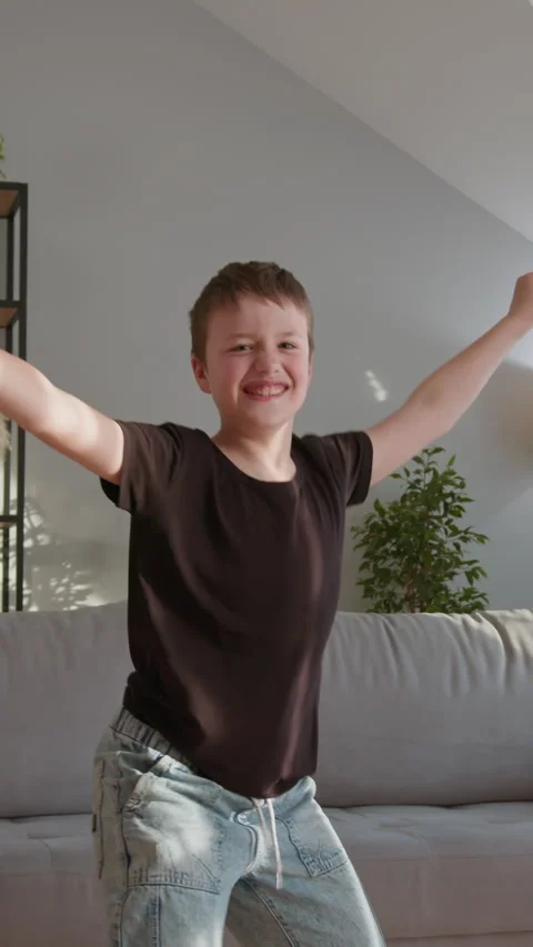 Boy Dancing With Phone Stock Footage 335484432