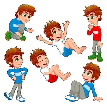 Boy in different poses and expressions. Stock-Illustration