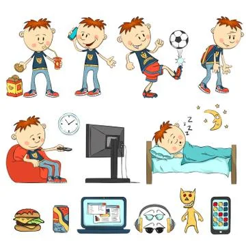 Boy in different situations Stock-Illustration