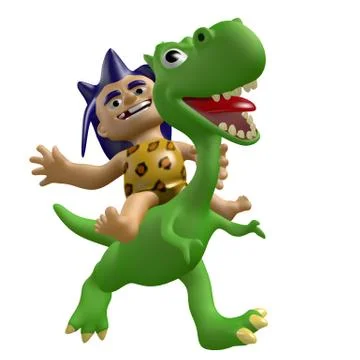 Boy on dinosaur 02 Stock Illustration