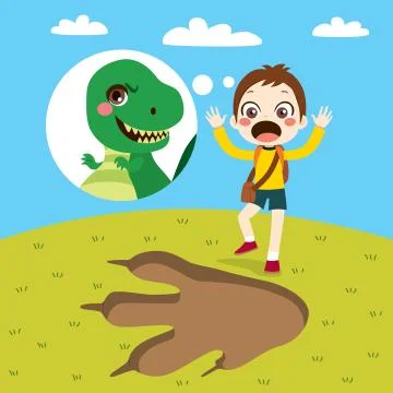Boy Dinosaur Track Stock Illustration