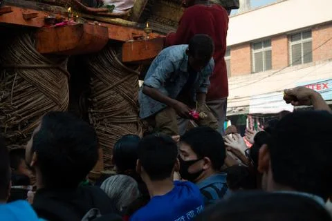 Boy Distributing Prasad Stock Photos