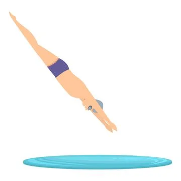 Boy dive in pool icon cartoon vector. Float play 스톡 일러스트