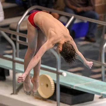 Boy divers competing at a diving meet at a competition in South Texas Stock Photos