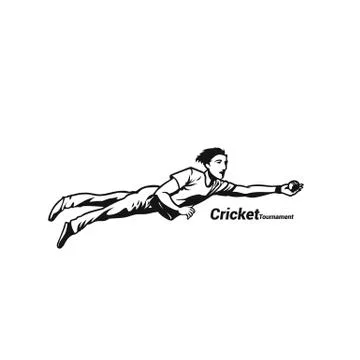 Boy diving for the cricketball catch vector illustration. Stock-Illustration