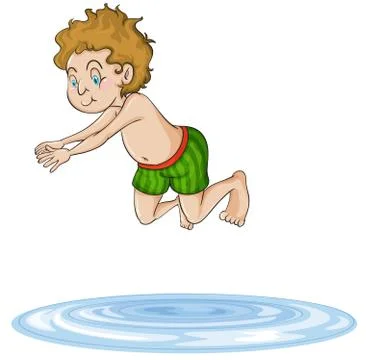A boy diving into water Stock Illustration