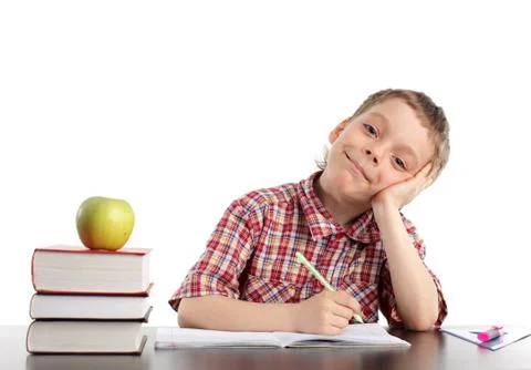 Boy does lessons Stock Photos