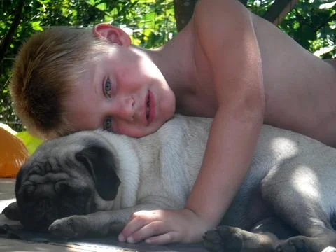 Boy with Dog Stock Photos