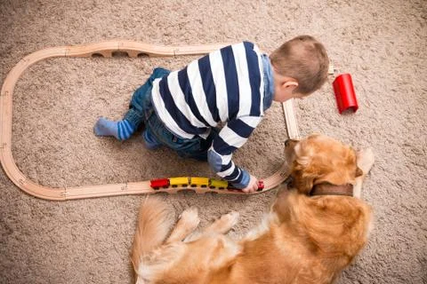 Boy, dog, train Photos