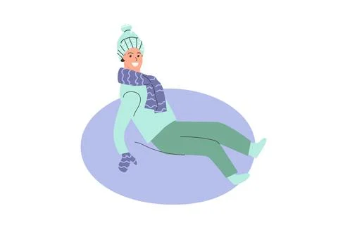 Boy doing activite, skiting on snow cheescake Stock Illustration