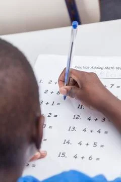 Boy doing the activity of math Stock Photos