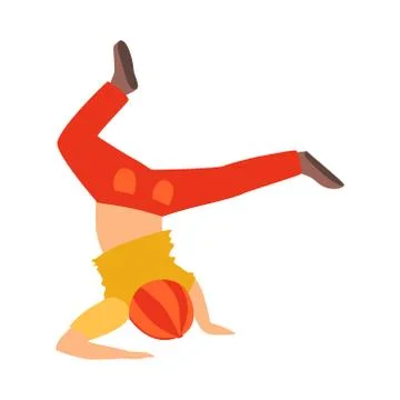 Boy Doing Headstand Dancing Breakdance Performing On Stage, School Showcase Illustrazione stock