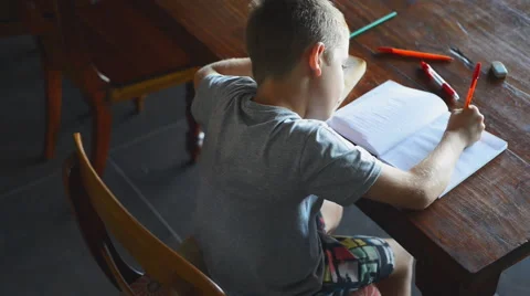 Boy doing homework Video stock 53088182