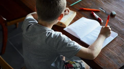Boy doing homework Video stock 53088491
