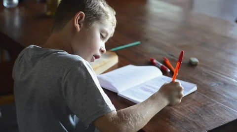Boy doing homework Video stock 53088990