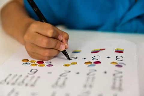 Boy doing homework Stock Photos