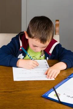 Boy doing homework Stock Photos