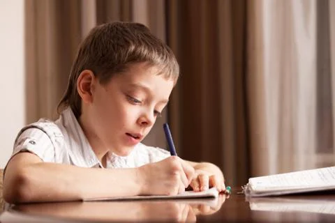 Boy doing homework Stock Photos