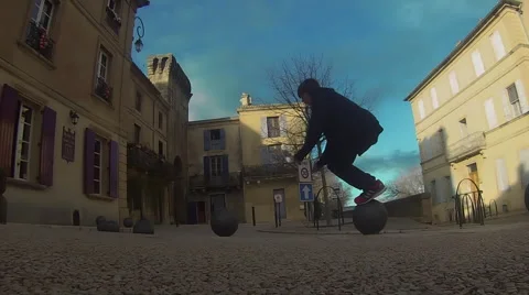 Boy doing a parkour movement Stock Footage 49075912