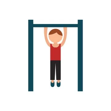 Boy doing pull ups イラスト素材