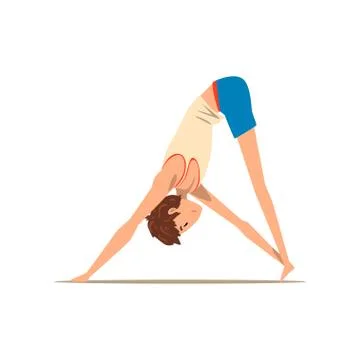 Boy doing rehabilitation exercise for back pain and improving posture vector Illustrazione stock