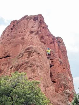 A boy doing rock climbing Stock Photos