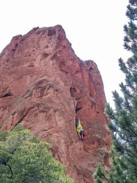 A boy doing rock climbing Stock Photos