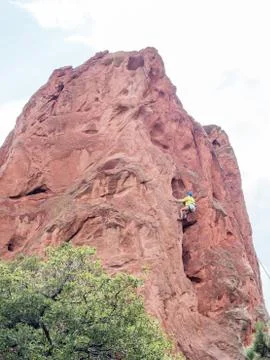 A boy doing rock climbing Stock Photos