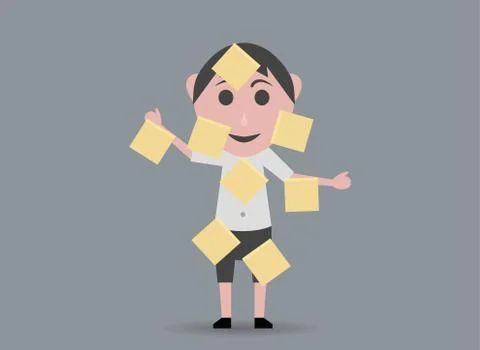 Boy doll post it covered イラスト素材