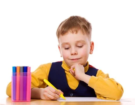 Boy drawing Stock Photos