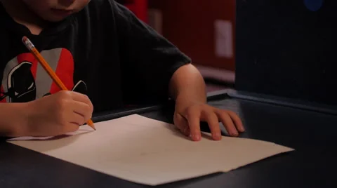 Boy Drawing  a  picture #2 - Handheld 库存影片 63397414