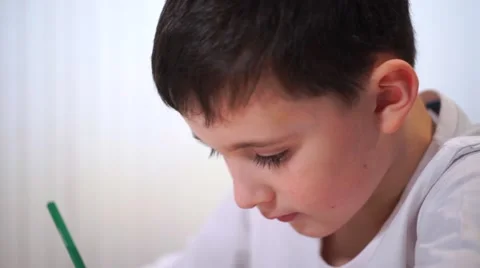 The Boy Draws Colored Pencils Stock Footage 58887906