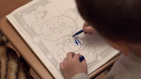 Boy draws in coloring Video stock 125177292