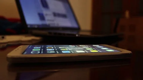 Boy draws something on a mobile phone Stock Footage 71199259