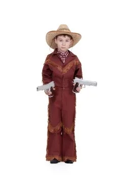 Boy dressed as a cowboy Stock Photos