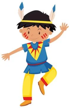 Boy dressed up as red indian Stock Illustration