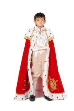Boy dressed in a robe of King Stock Photos