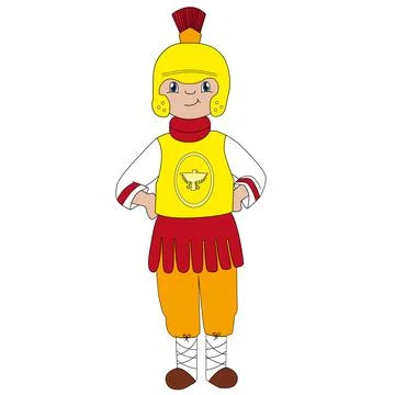 The boy dressed as a Roman soldier. Easter in Spain. Stock Illustration