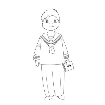 The boy dressed as a sailor in his first communion. Stock Illustration