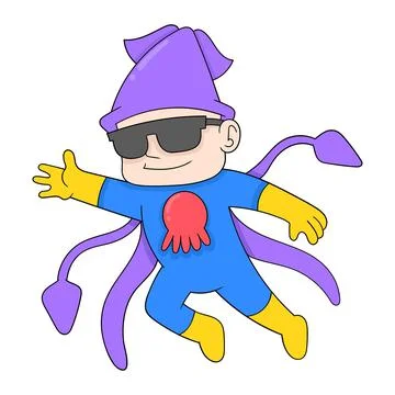 Boy dressed in squid, doodle icon image kawaii イラスト素材