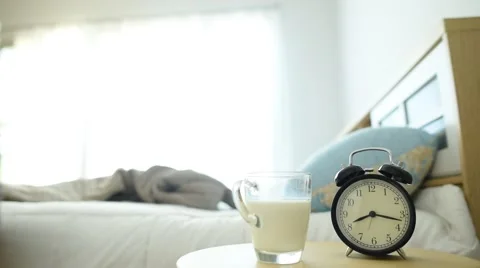 Boy drink milk before sleep 库存影片 61373193