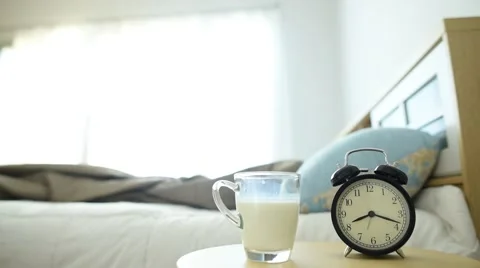 Boy drink milk before sleep 库存影片 61373276