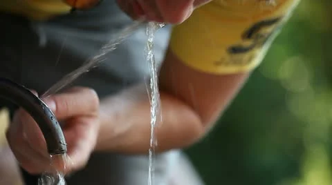 A boy drinking at fountain Stock Footage 11133119
