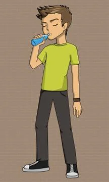 Boy drinking illustration eps, example, exercise, explanation Stock Illustration