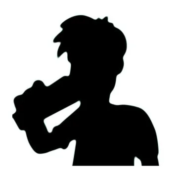 A boy drinking ina a lass  black silhouette illustration - 1 Stock Illustration